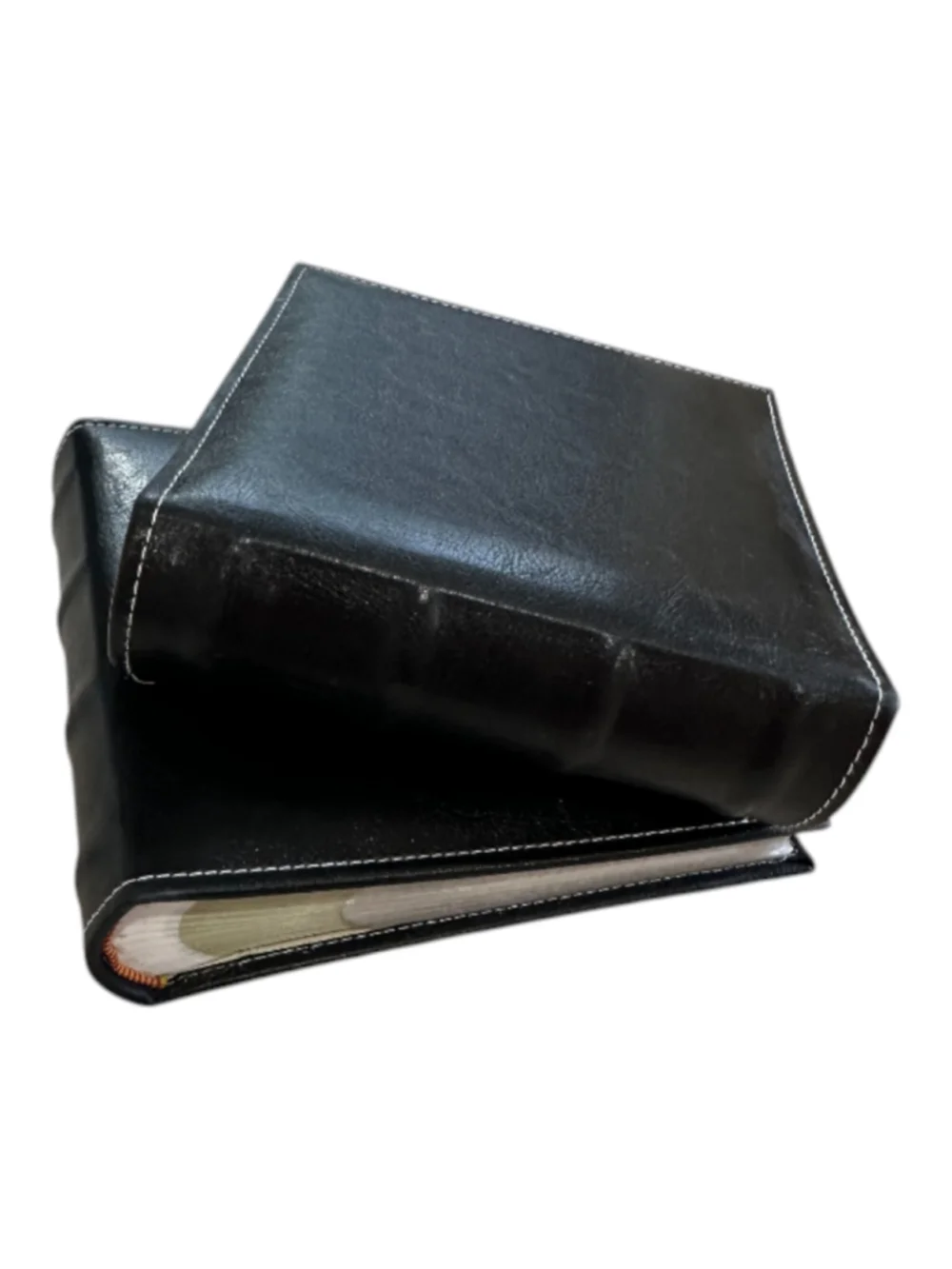 Burnes of Boston Vintage-Style, Book-Bound Black Leather Photo Albums- Set of 2